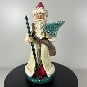 Department 56 Santa Holding Tree Bag & Stick Statue Figure for Mantle Table 12"T